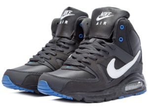 Зимние Nike Air Max Skyline High с мехом черные с синим 40-44