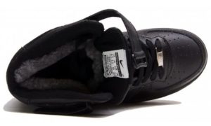 Зимние Nike Air Force 1 Mid с мехом Black черные 35-45