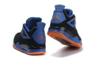 Nike Air Jordan 4 сине-черные с оранжевым (35-45)