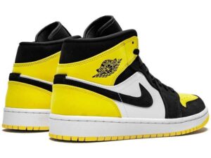 Nike Air Jordan 1 Mid Se Yellow Toe черно-белые с желтым (35-39)