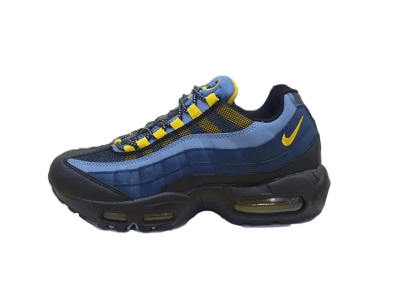 Nike Air Max 95 синие с черным и желтым кожа-нейлон мужские (40-44)