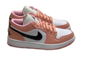Nike Air Jordan 1 Low Peach Quartz бело-розовые кожаные женские (35-39)