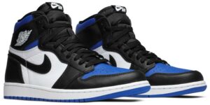 Nike Air Jordan 1 Retro High OG GS Royal Toe  бело-черные с синим кожаные мужские (40-44)